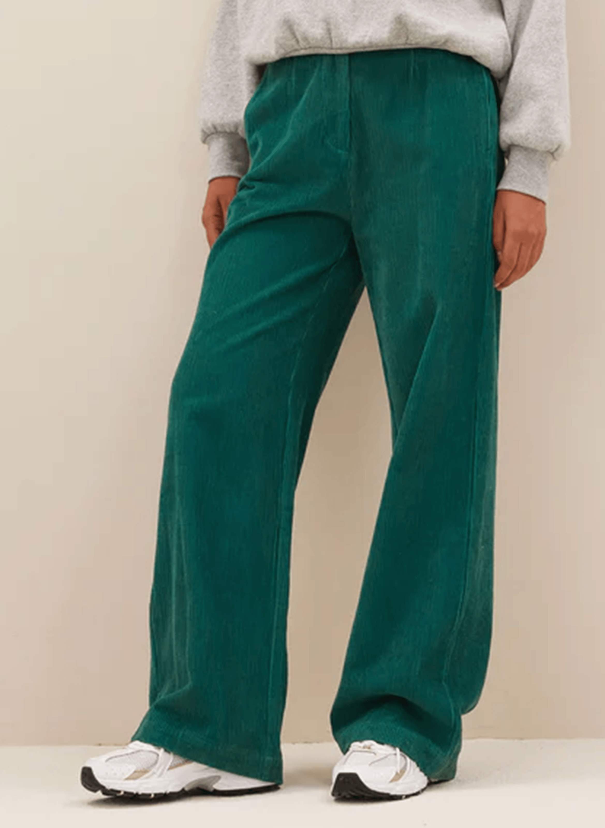 ODIN - Pantalon droit velours côtelé en coton | Vert