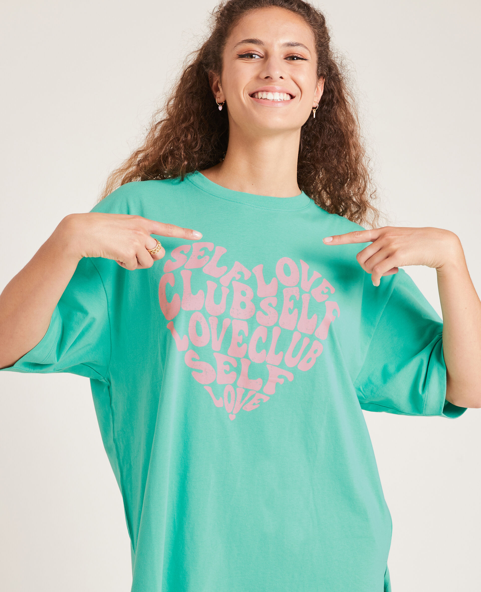 T-shirt oversize col rond - Vert
