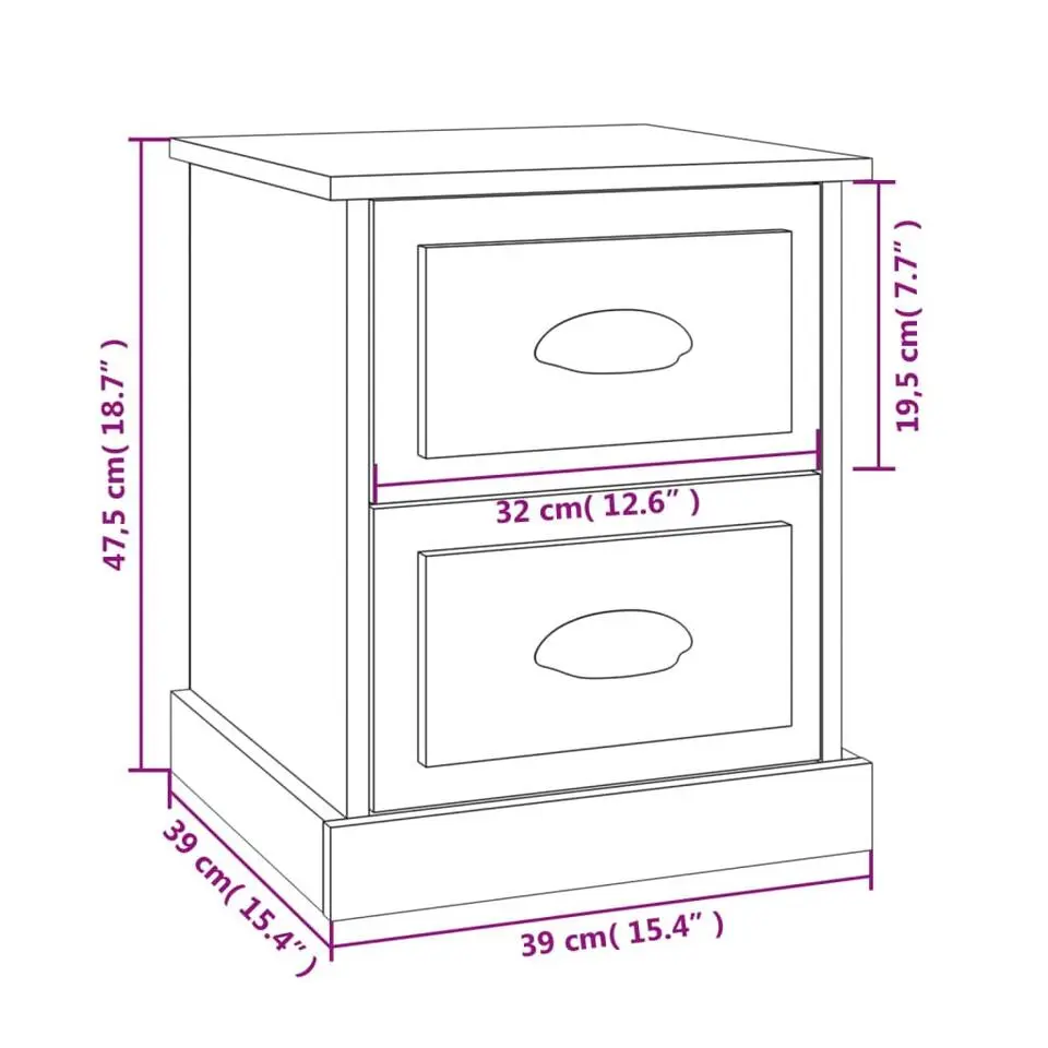 vidaXL - Nachtkastje - Wit - Bewerkt hout - 2 stuks