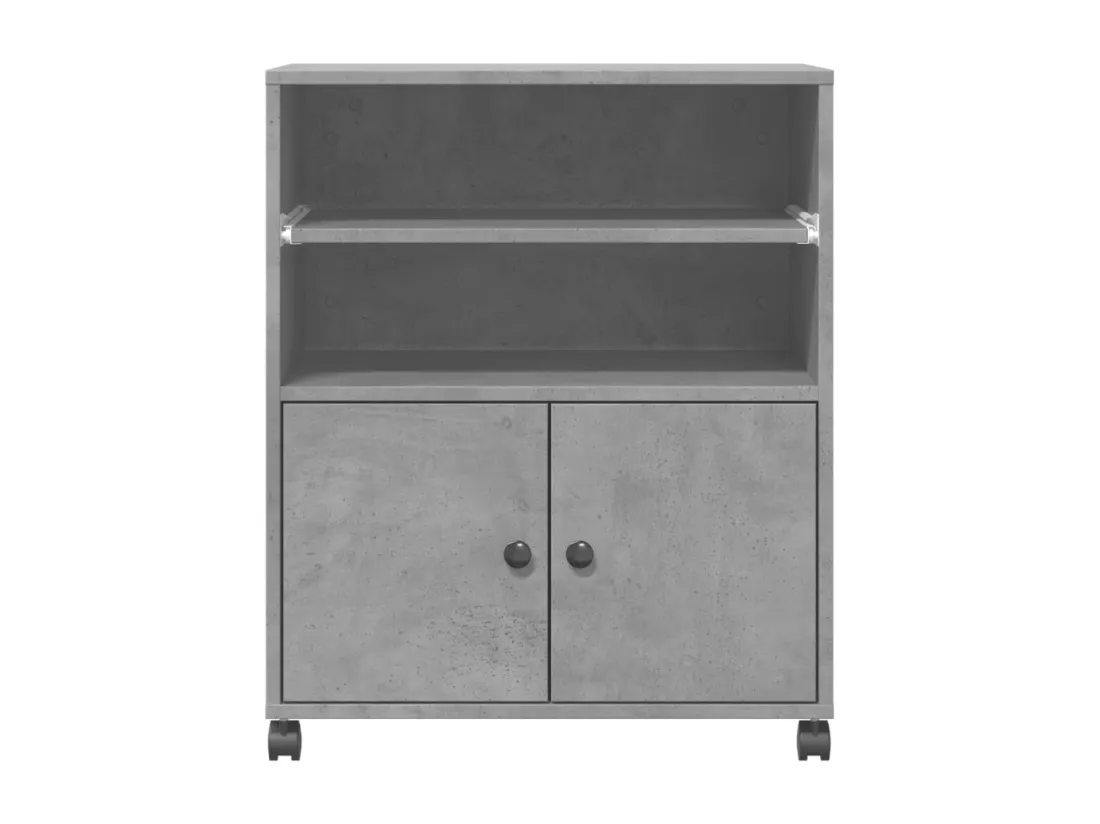 Support d'imprimante avec roulettes gris béton 60x48x74 cm