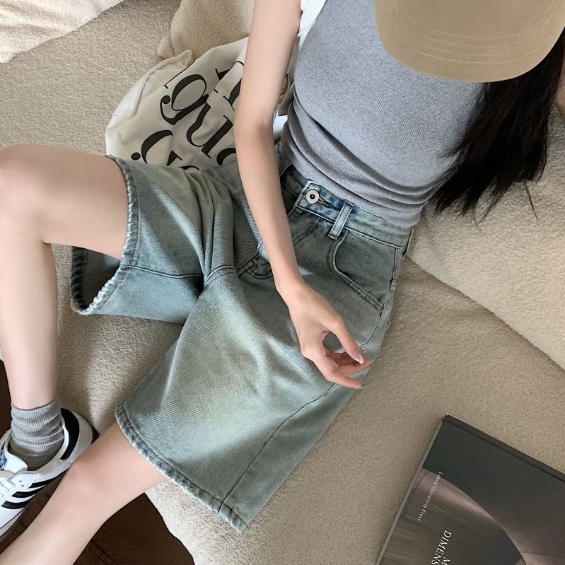 GOUB - Low Rise Washed Denim Shorts