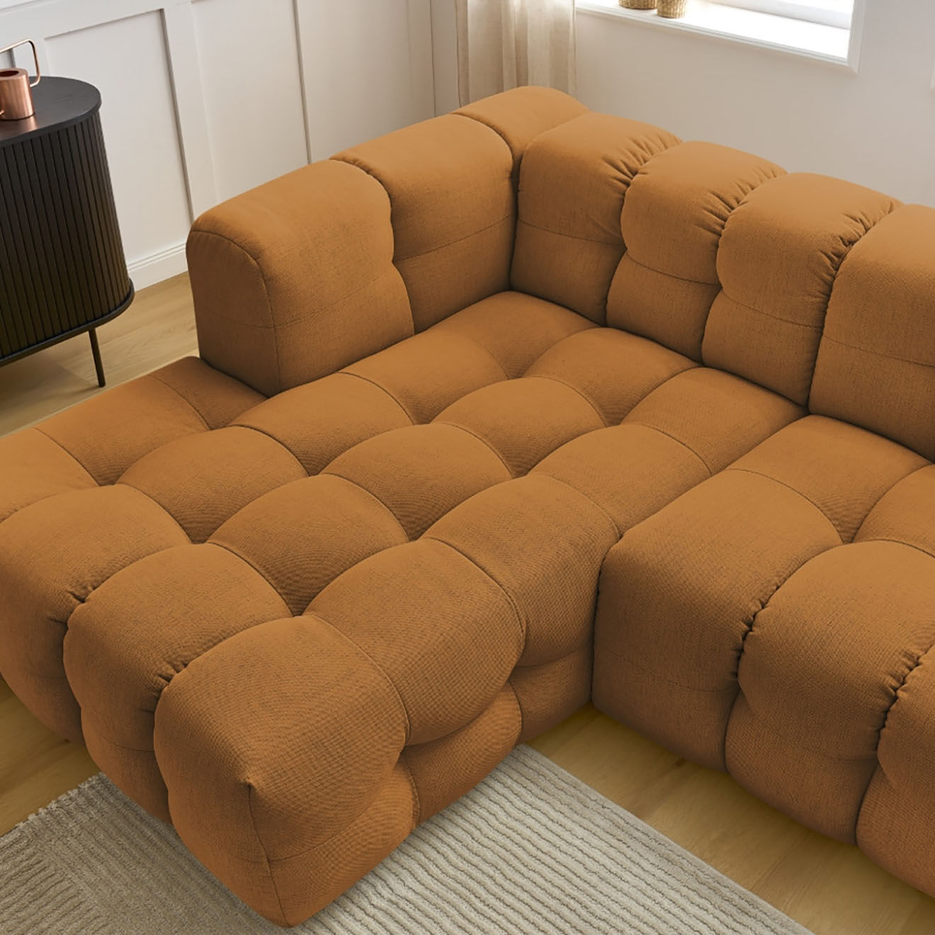 Bobochic Canapé d'angle gauche cloud jaune - 288x184x75 cm