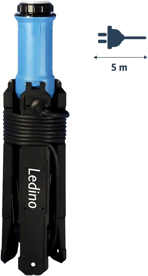 Ledino LED Stehlampe 120W | 360° Lichtsäule | 14400lm | IP69K | LED Baustrahler | Flutlicht für Werkstatt & Baustelle | nicht dimmbar | 5m Kabel