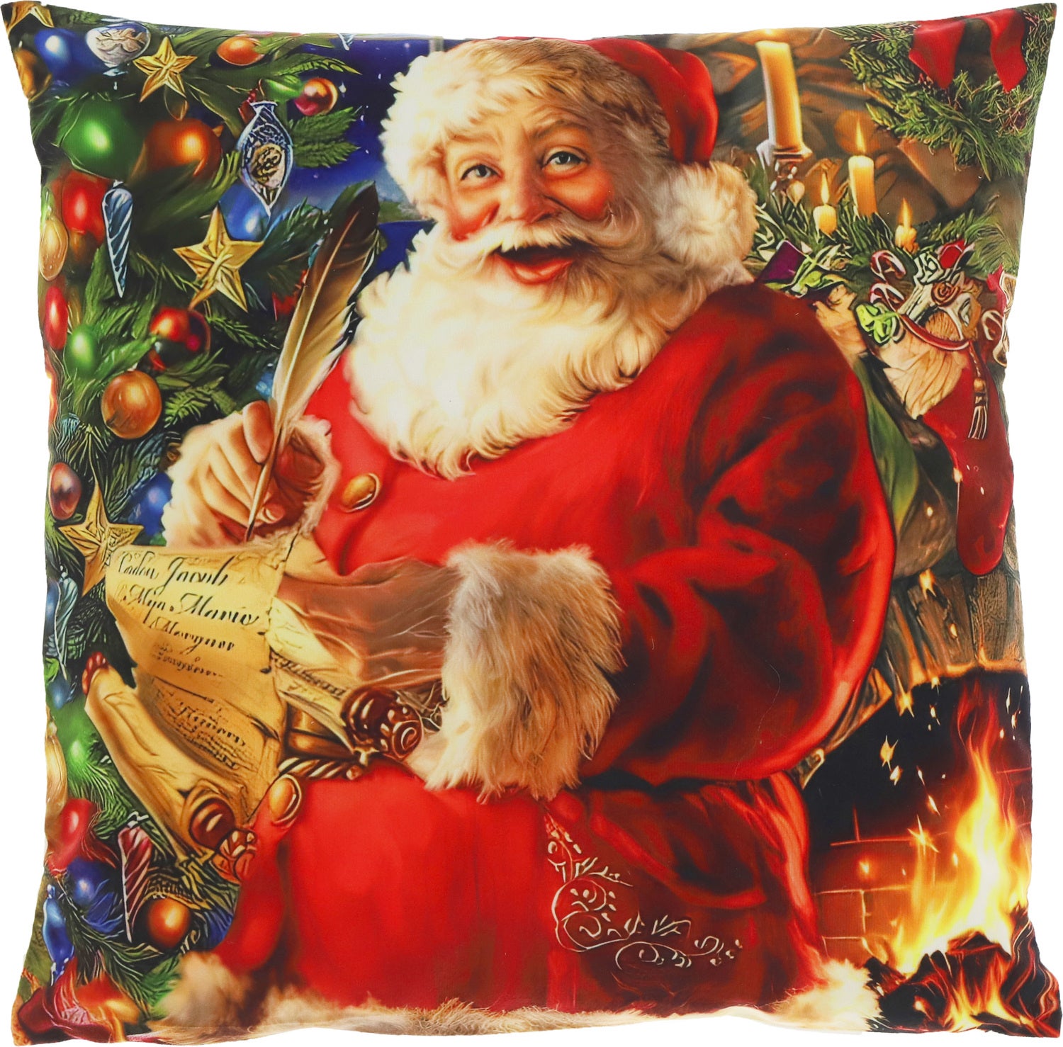 Unique Living kerstkussen rood 45 x 45 x 10 cm