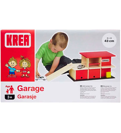 Krea Garage - Holz - 43x24 cm - Rot/Natur