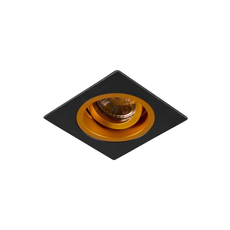 Set van 6 Inbouwspot zwart met goud 9,3 cm draai- en kantelbaar - Chuck