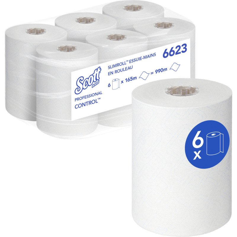 Rouleau d'essuie-mains Scott® Control™ Slimroll™ simple épaisseur 6667 - Carton de 6