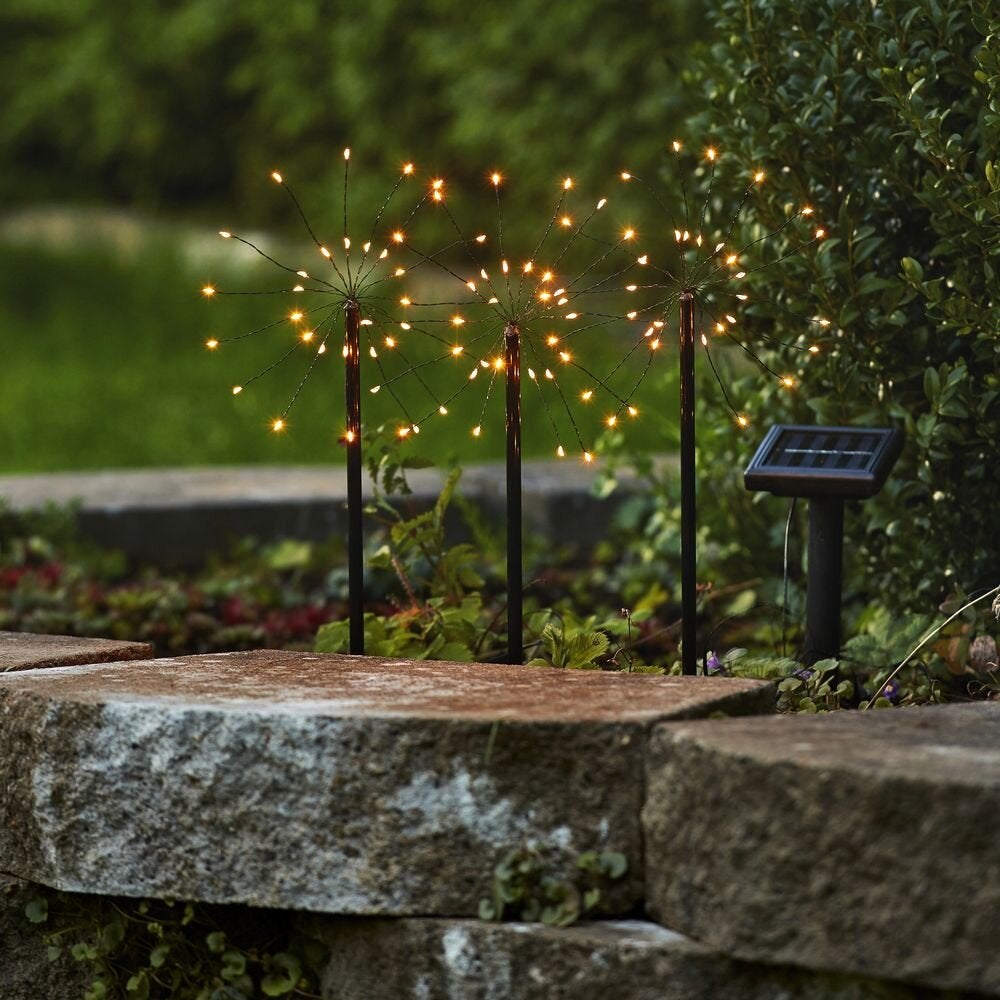 LED-zonne-grondspiesverlichting Vuurwerkset van 3