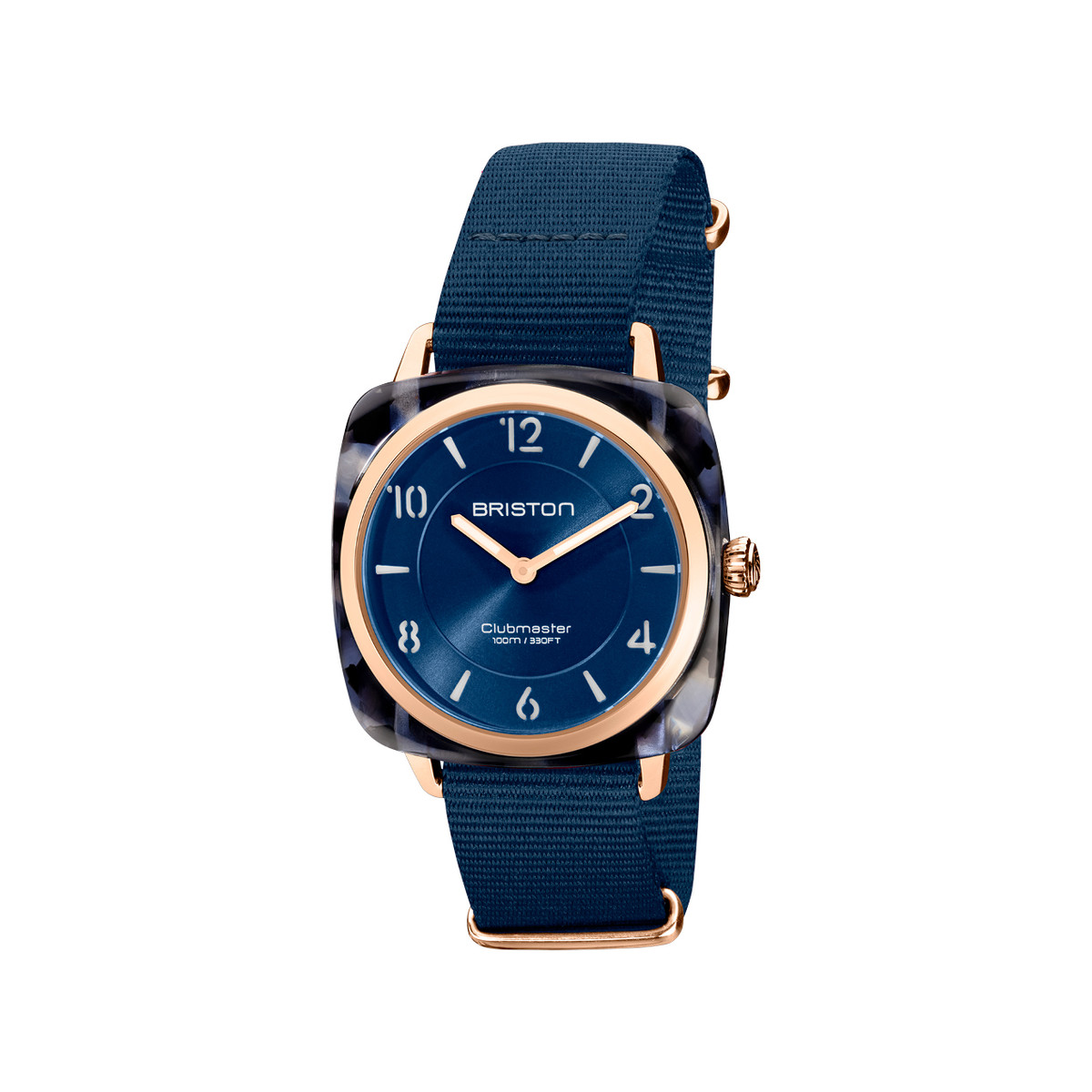 Montre BRISTON clubmaster chic femme bracelet tissu bleu nuit