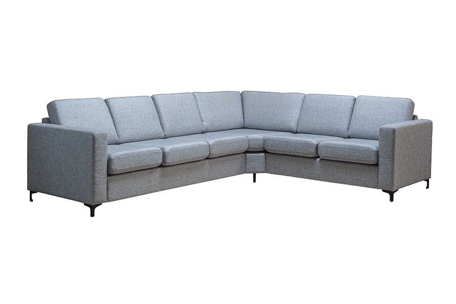 Scandinavia sofa 32/23 hjørnesofa i tekstil Rocco 570 lys grå med sorte ben. Vendbar