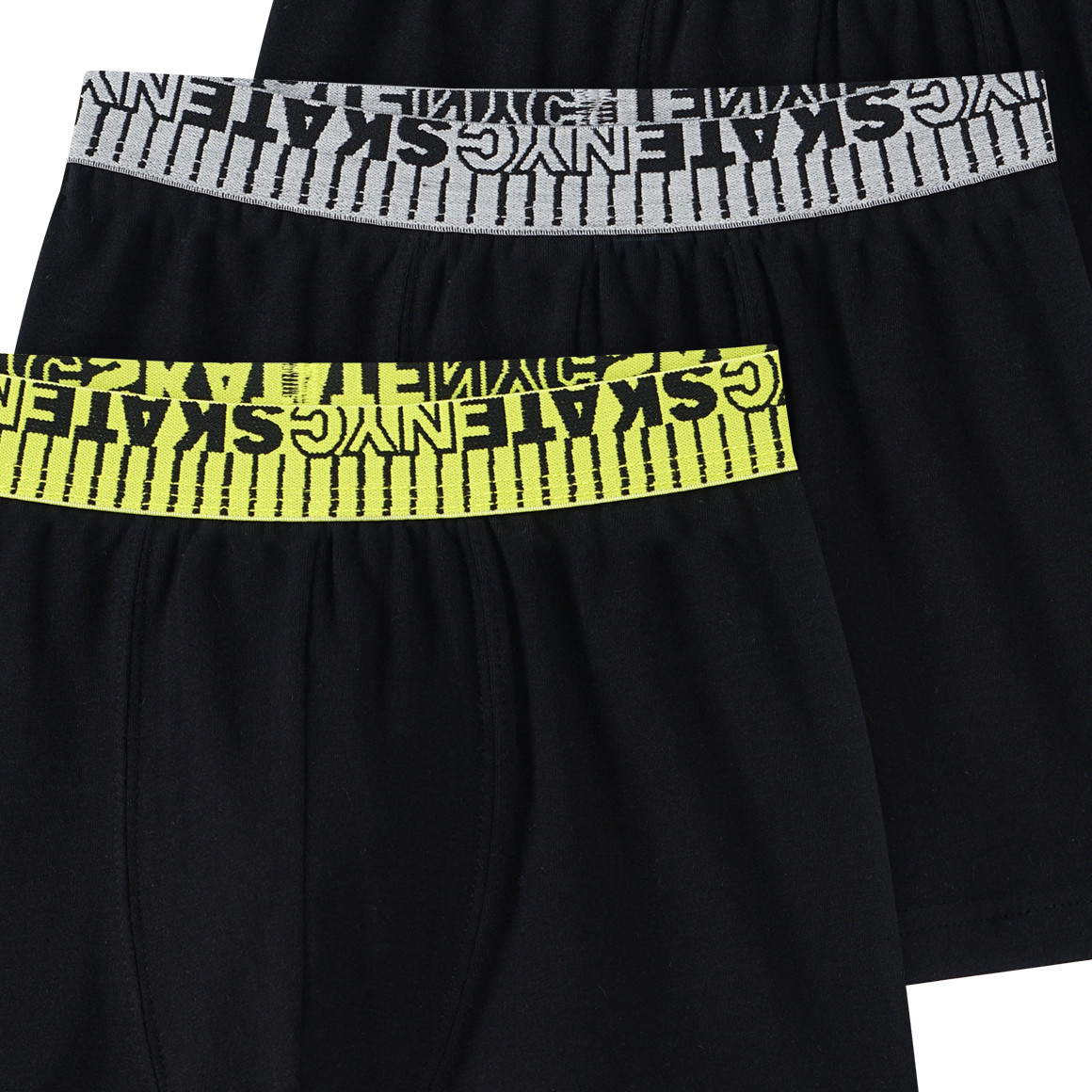 Yigga 3 Jungen Boxer mit farbigem Webbund schwarz