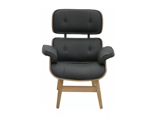 fauteuil cuir bois massif noyer noir 80x80x96,5 cm