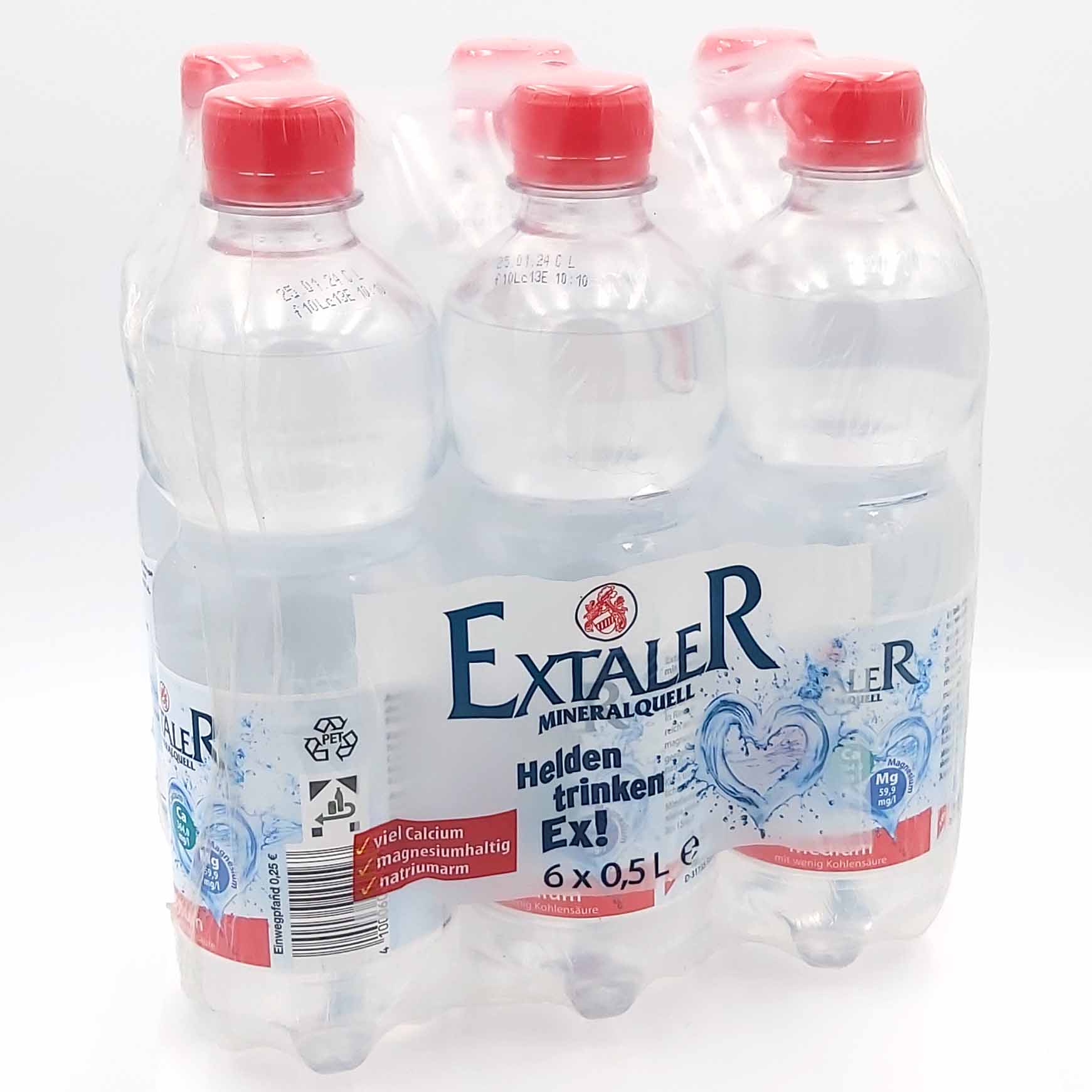 6x EXTALER Mineralwasser Medium PET á 0,5L=3L MHD:25.5.25