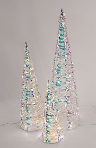Weihnachten LED Lichtobjekt Pyramide 60cm 19cm 16LEDs warmweiß Batteriebetrieb Kunststoff Metall
