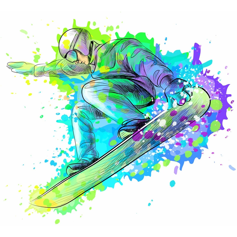Nikima Wandtattoo 190 Snowboarder 2 grün blau in 4 vers. Größen bunt