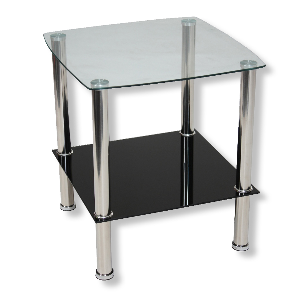 Beistelltisch - Glas - silber-schwarz - 45 cm breit