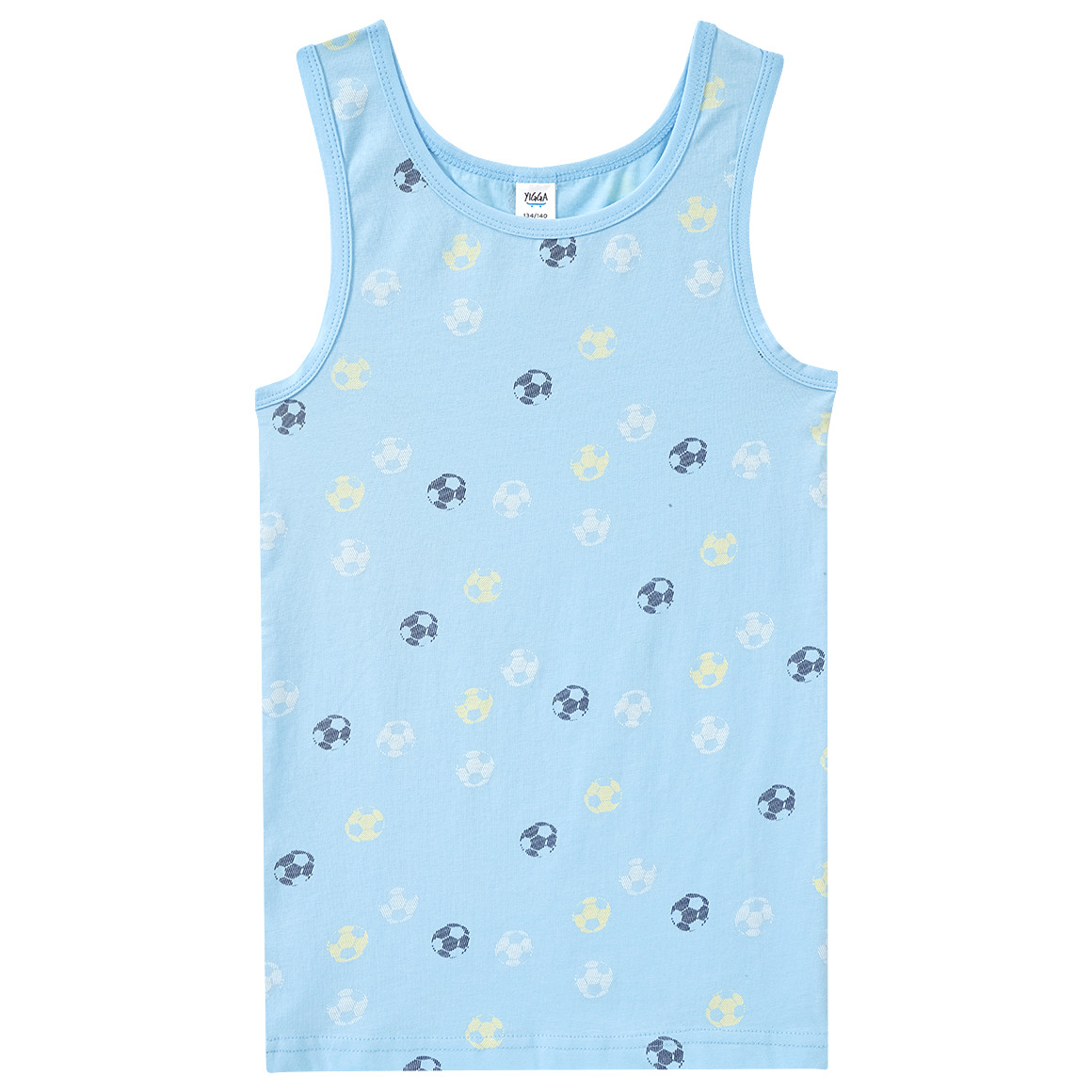 Yigga 3 Jungen Unterhemden mit Bio-Baumwolle hellblau / dunkelblau / creme