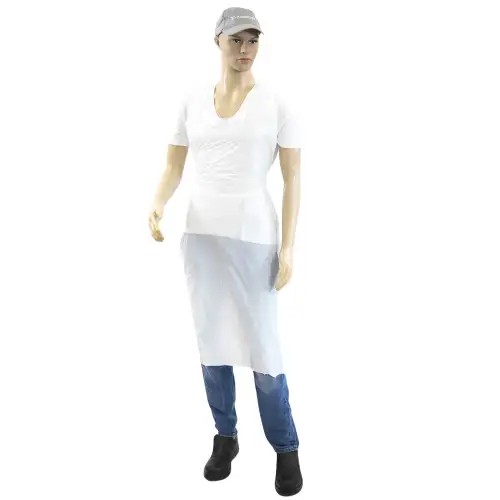 Tablier PE Paredes blanc 25 µm gaufré 75x135 cm taille M+