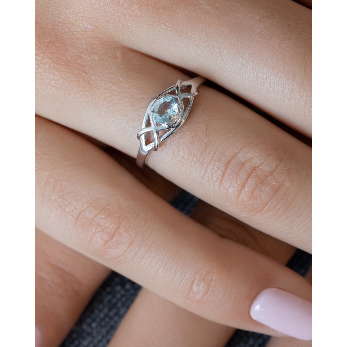 Bague ADEN Or 585 Blanc Aigue-Marine 1.870grs