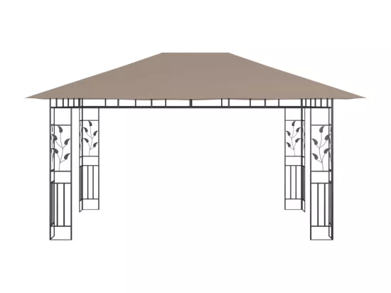 Tonnelle avec moustiquaire et lumières LED 4x3x2,73 m Taupe
