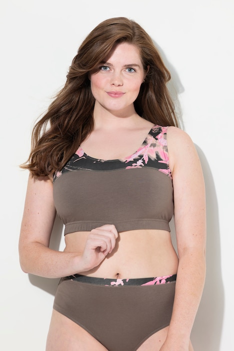 Bustier, Blätter, Rundhals, Biobaumwolle