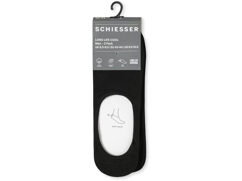 SCHIESSER In-Shoe Socken Herren 2-er Pack, Schwarz, 43 - 44 Schwarze Inshoe-Socken für Herren im Doppelpack
