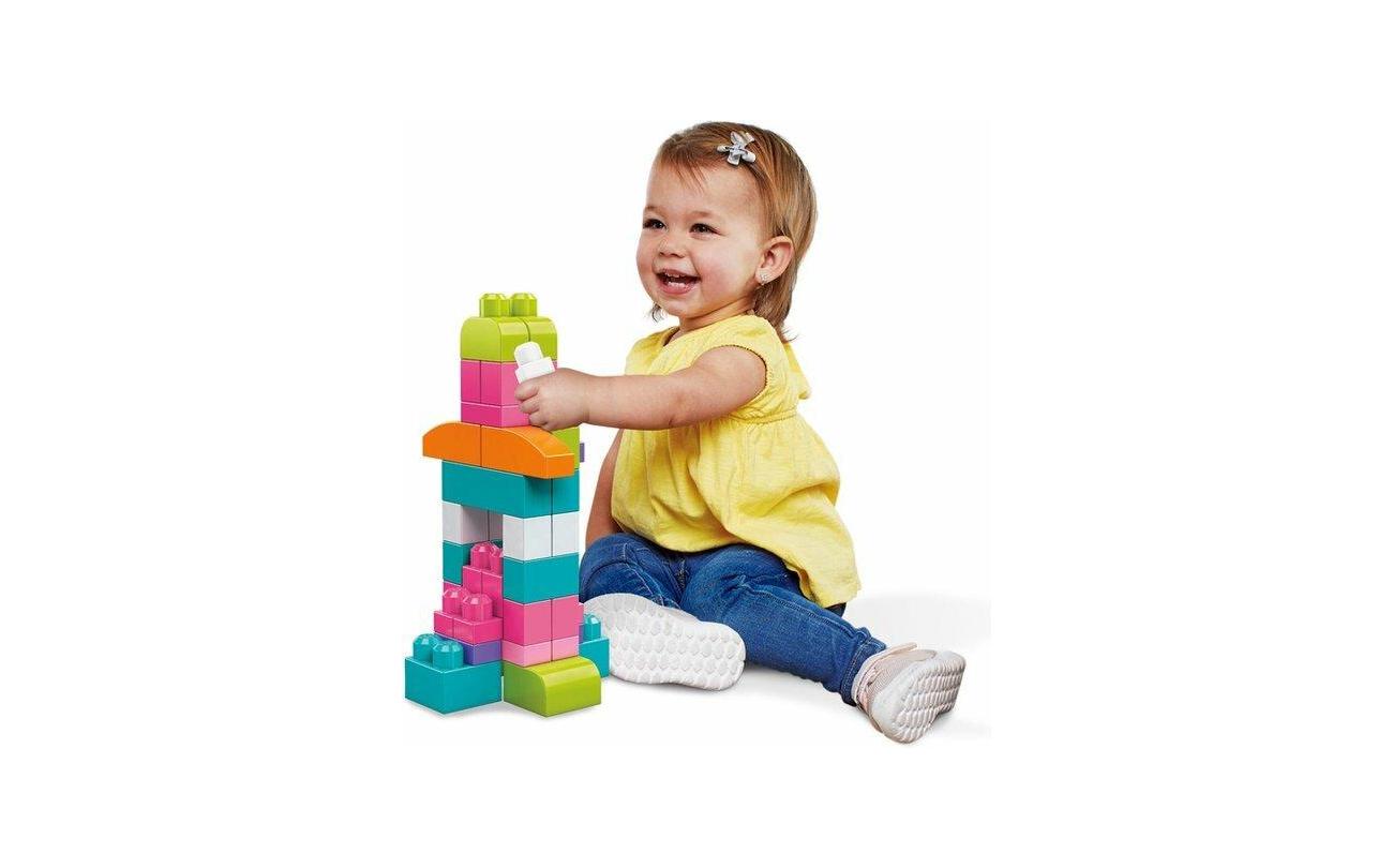Mega Bloks First Builders tas 60 bouwblokken roze
