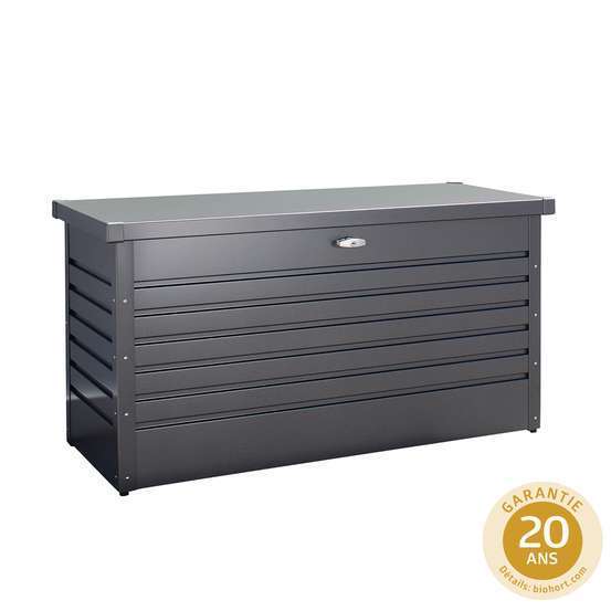 Coffre de jardin en acier galvanisé, gris foncé L.134cm
