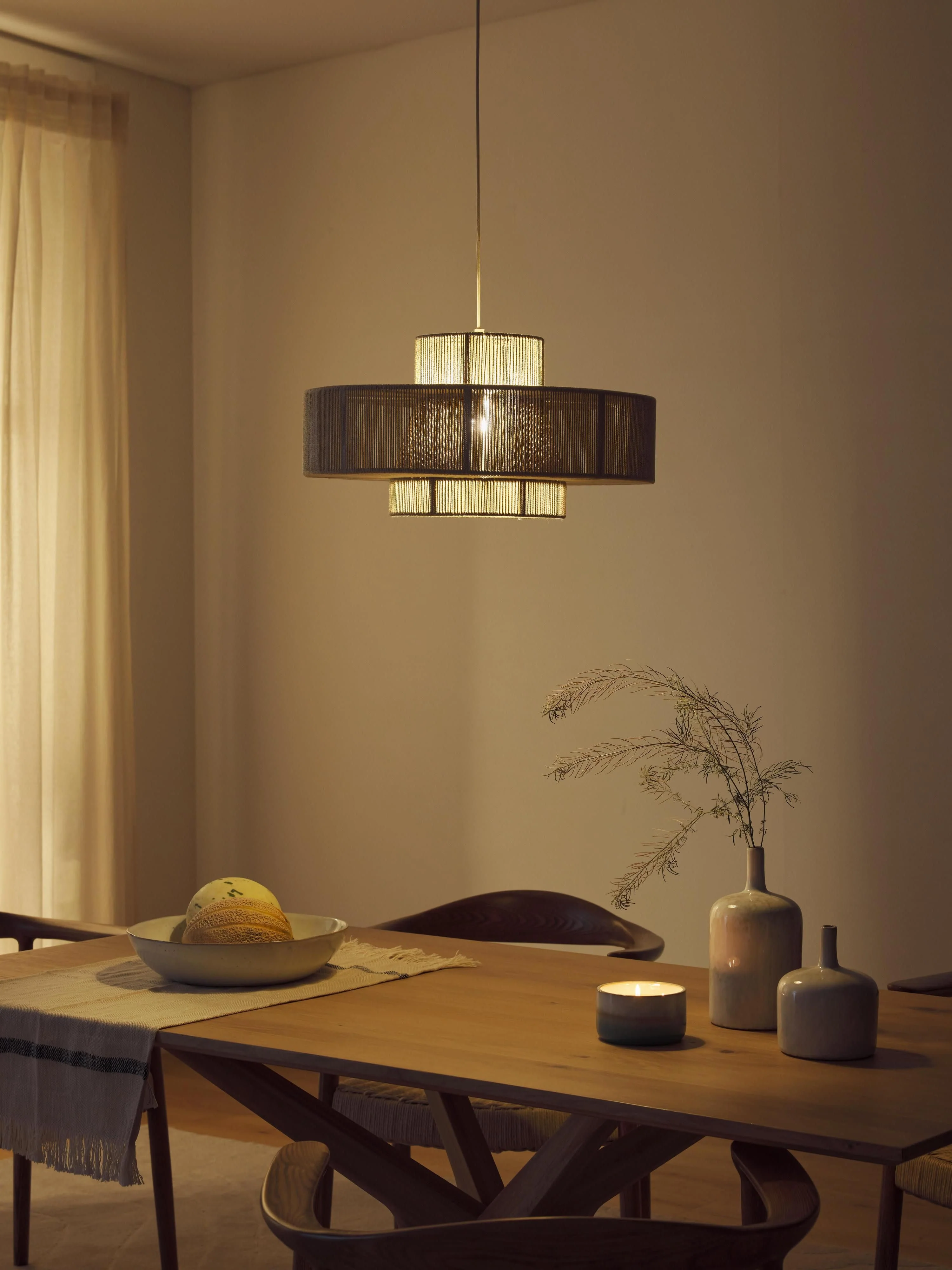 Grote hanglamp Lace uit linnendraden