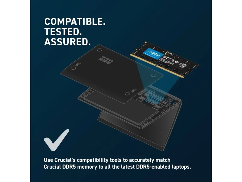 Crucial - DDR5 - sæt - 64 GB: 2 x 32 GB - SO DIMM 262-PIN - 5600 MT/s / PC5-44800 - CL46 - 1.1 V - ikke-ECC
