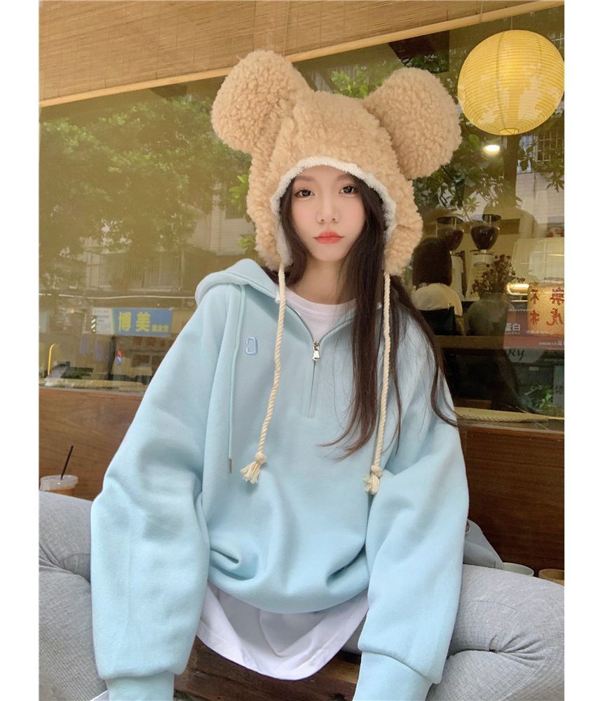 Closette - Oversized hoodie met halve rits en geborduurde letters