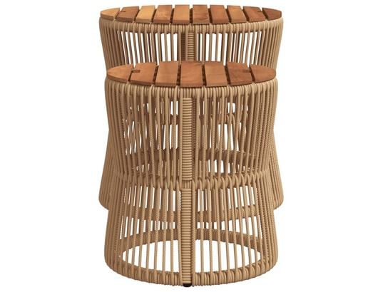 VIDAXL - Table d'appoint Tables d'appoint de jardin 2pcs dessus en bois beige poly ro...