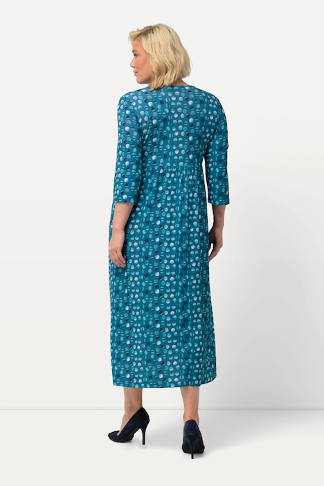 Jerseykleid, Punkte, A-Linie, Rundhals, 3/4-Arm