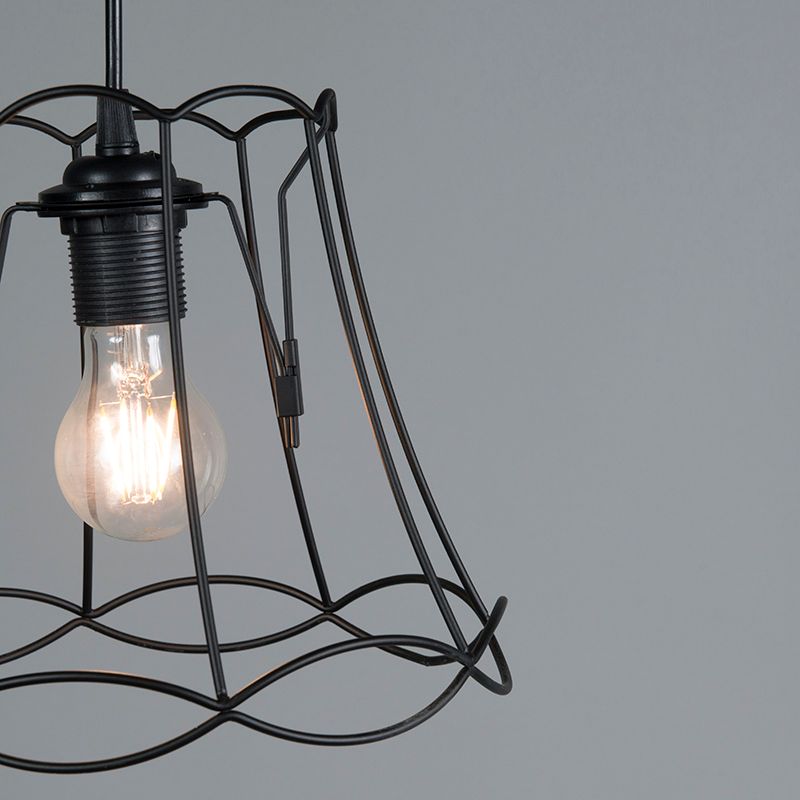 Retro hanglamp zwart 25 cm - Granny Frame