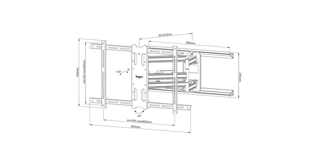 NeomountsWL40S-850BL18 Select tv wandsteun standaard  (Zwart)