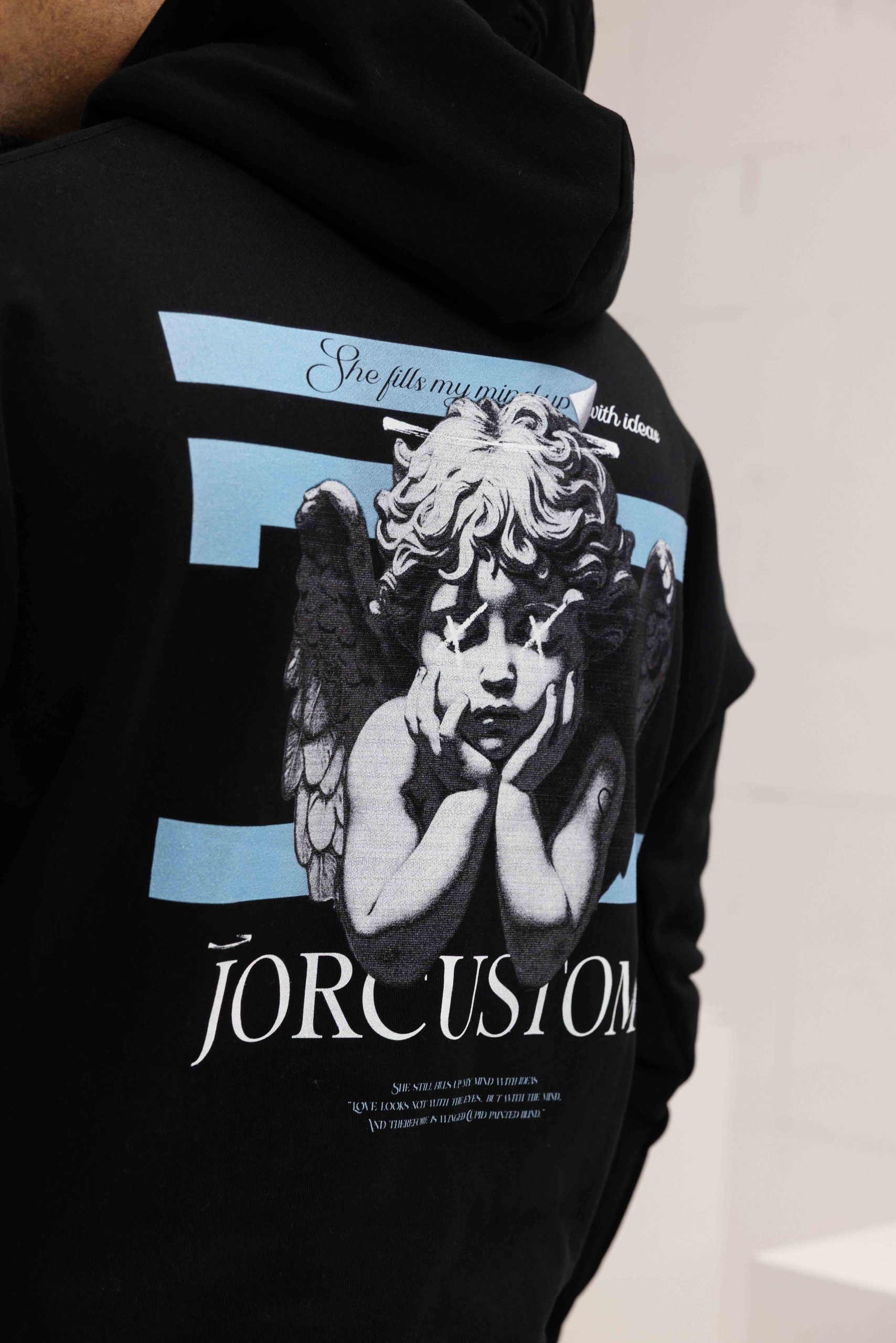Jorcustom Fleece Angel 2.0 Oversized Hoodie Heren Zwart