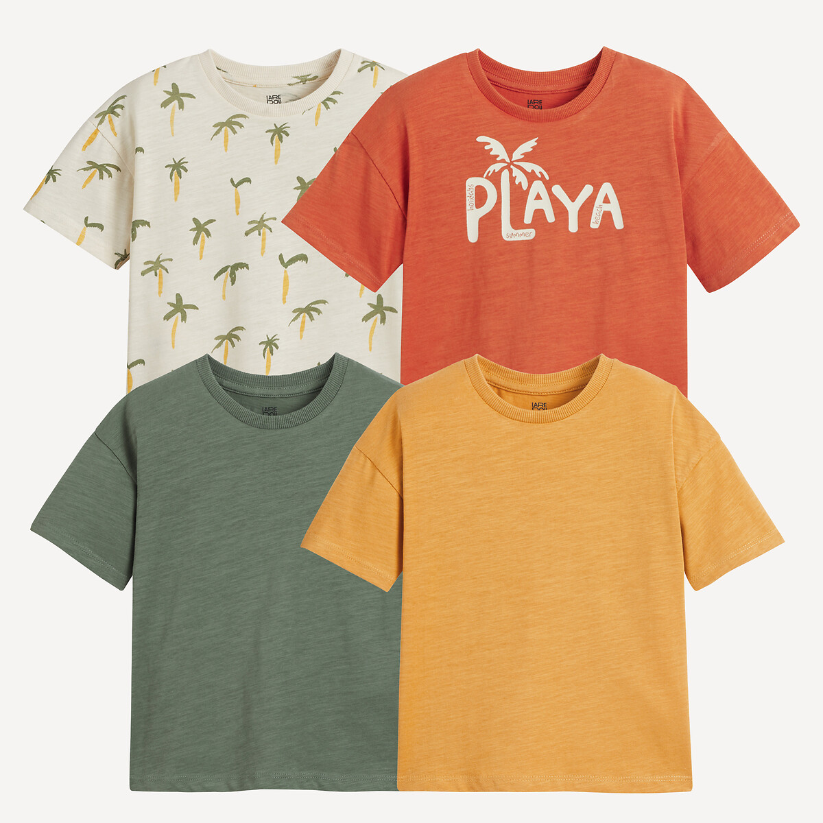 COLEÇÃO LA REDOUTE<br>Conjunto de 4 camisetas de gola redonda com estampa de palmeira
