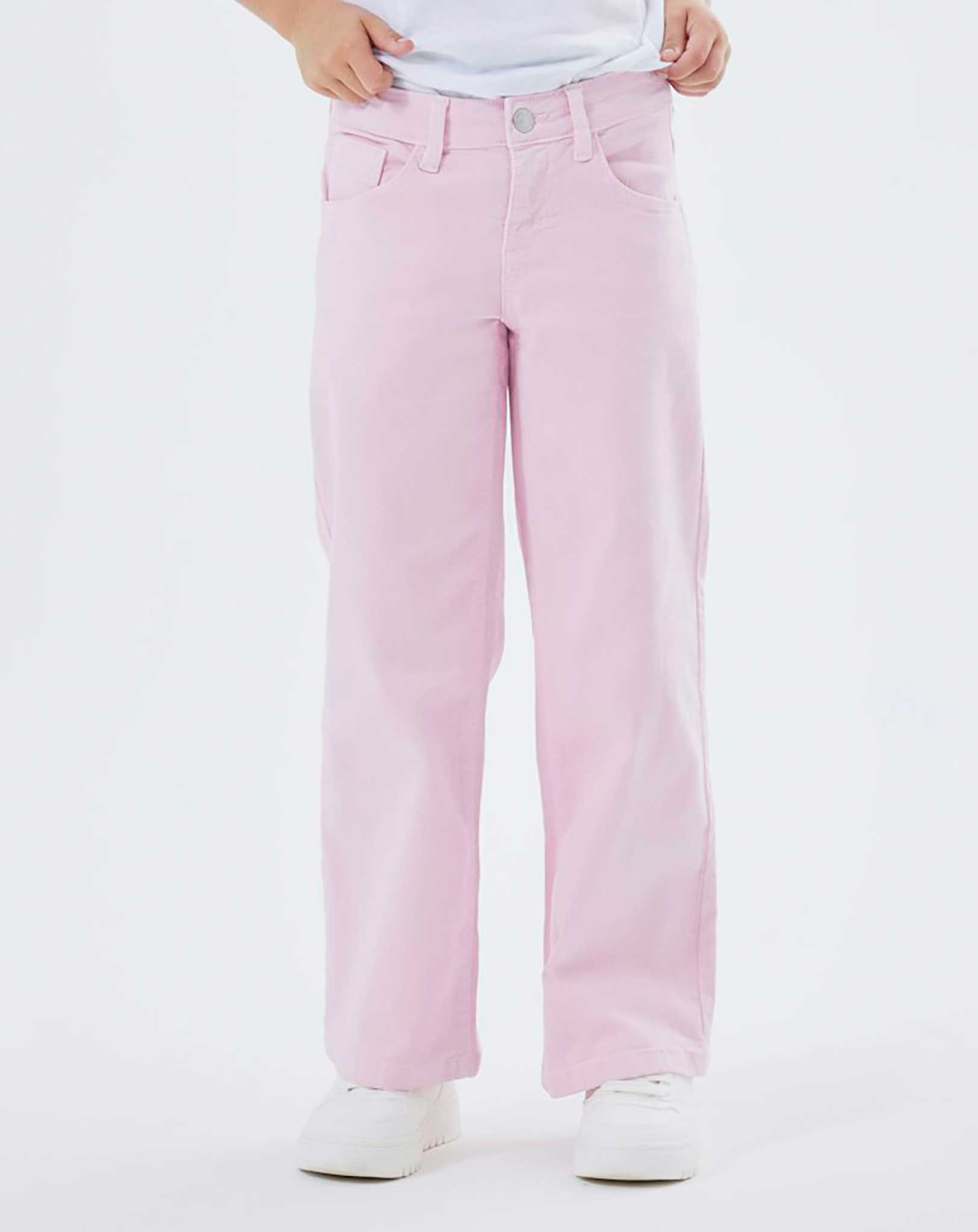 Twill-Hose NKFROSE WIDE in parfait pink