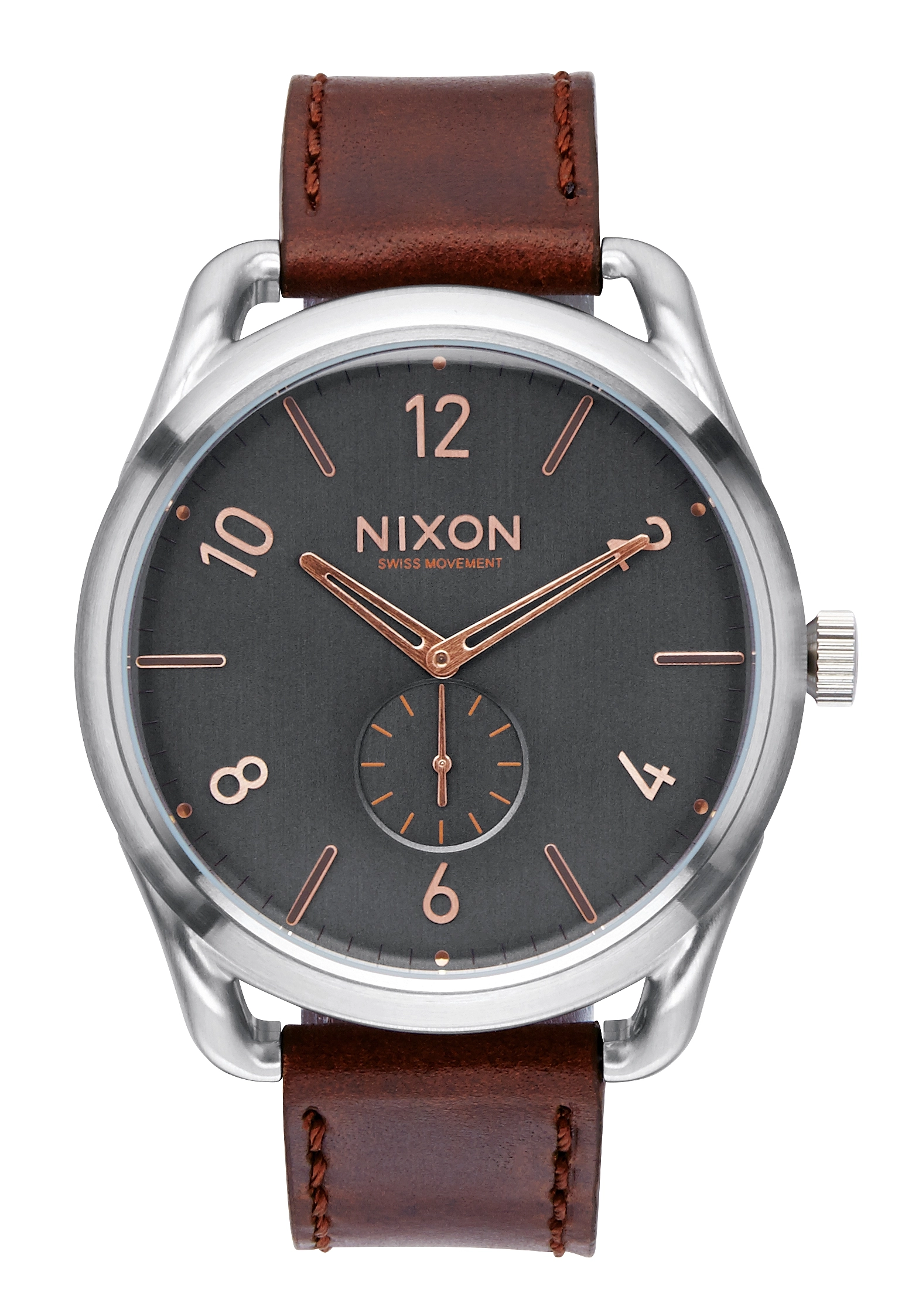 Nixon The C45 Leather Gray / Rose Gold A4652064