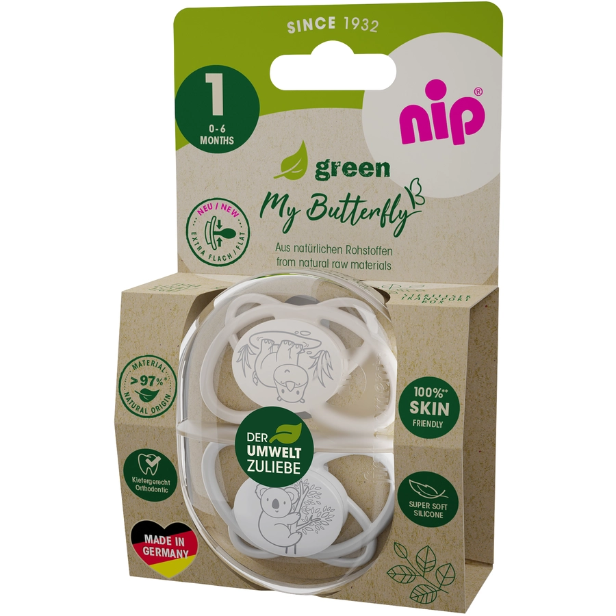 nip® Schnuller My Butterfly Green, Größe 1 (0-6 Monate), Silikon braun