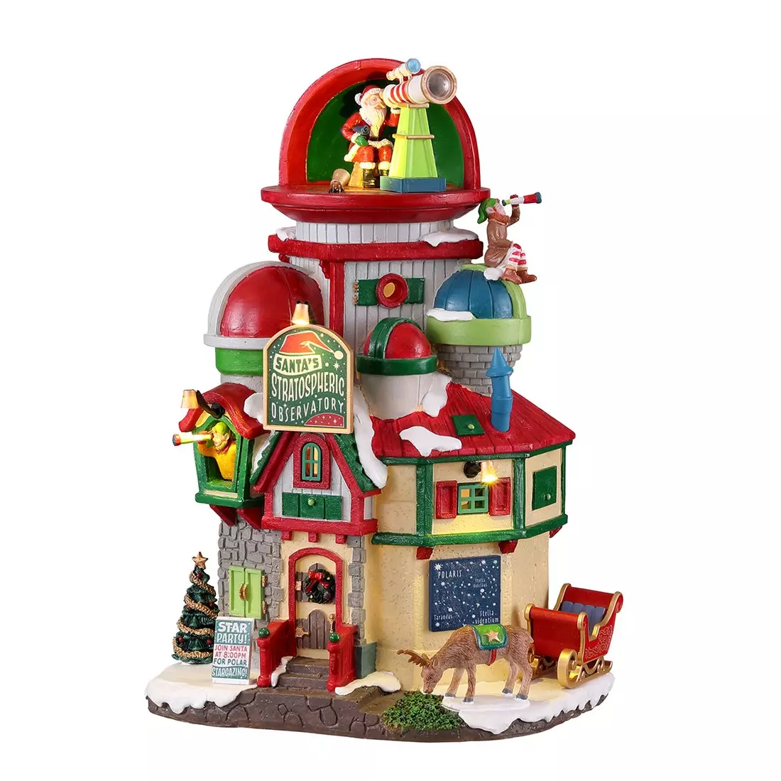 Village de Noël Lemax à piles lumineux Observatoire stratosphérique du Père Noël