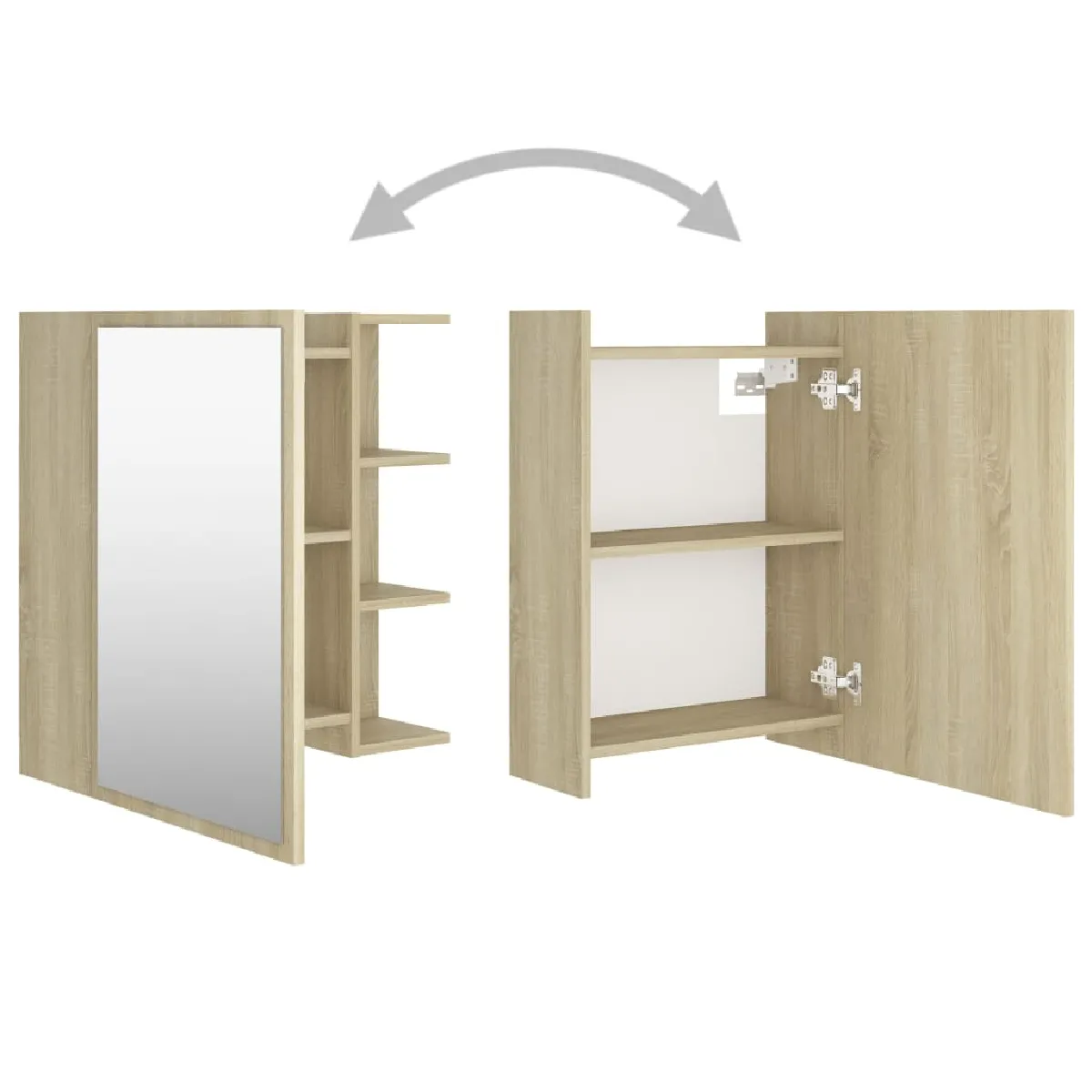 Helloshop26 Armoire à Miroir de Bain 62,5 x 20,5 x 64 cm - Chêne