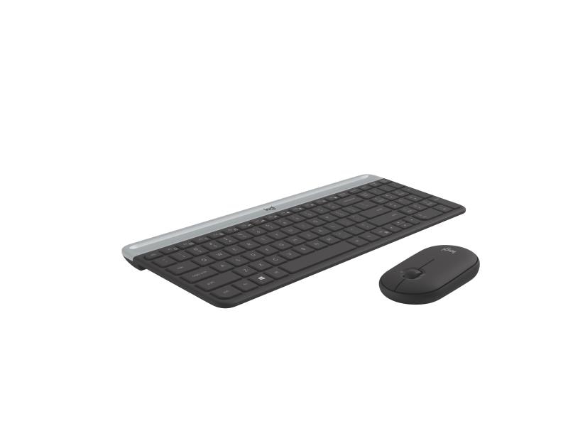 Logitech Tastatur-Maus-Set MK470 Graphite Kompaktes, kabelloses Tastatur-Maus-Set