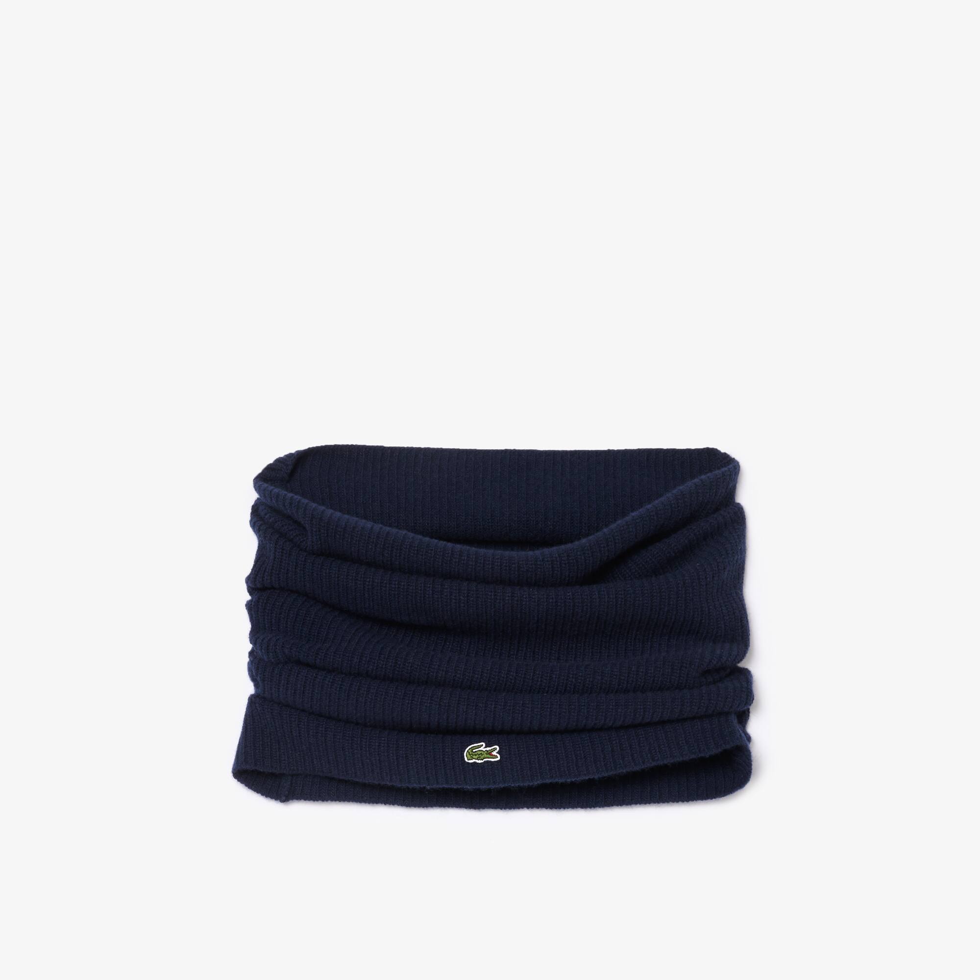 Tour de cou maille côtelée en cachemire Echarpes & Etoles - Bleu - Lacoste - Femme