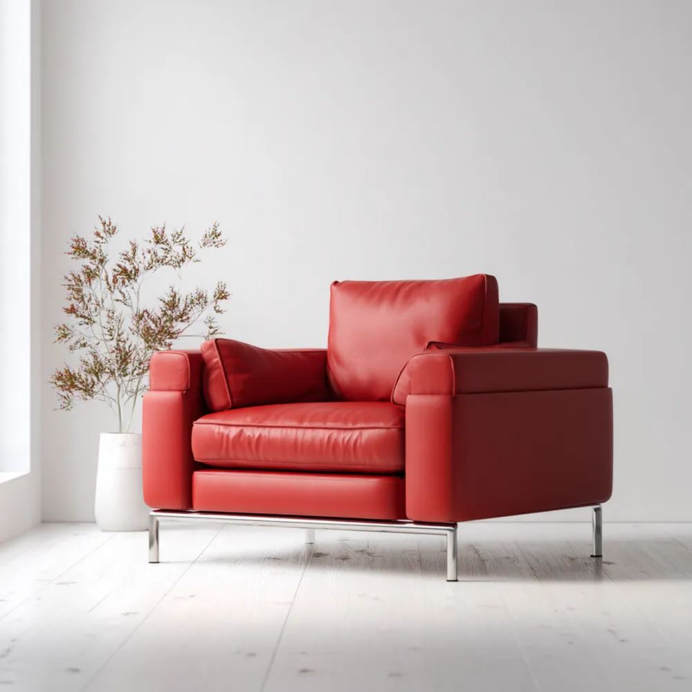 Ledersessel 95x85x70 cm – Rot – Modernes Design