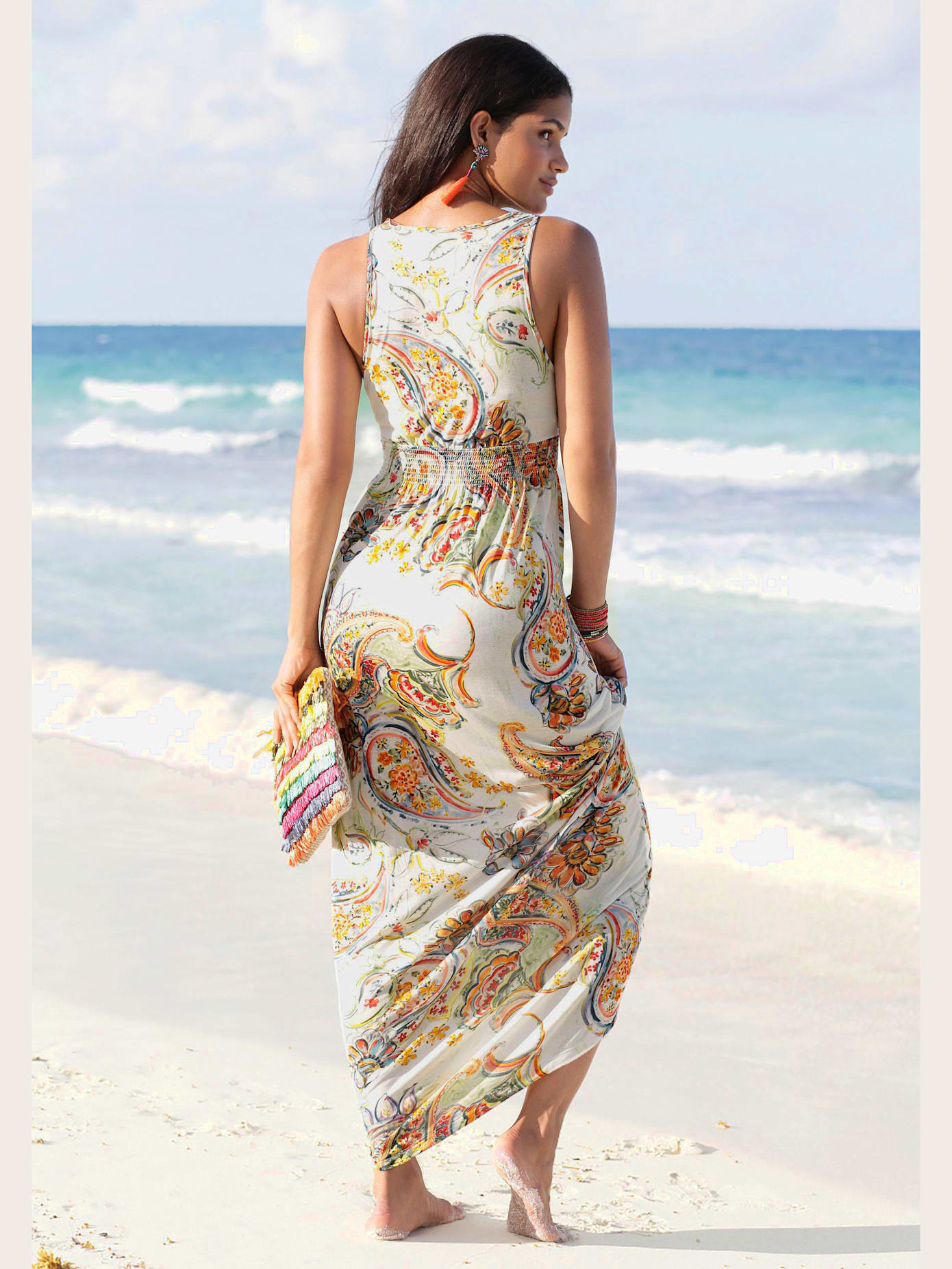 Robe longue encolure en v effet cache-cœur