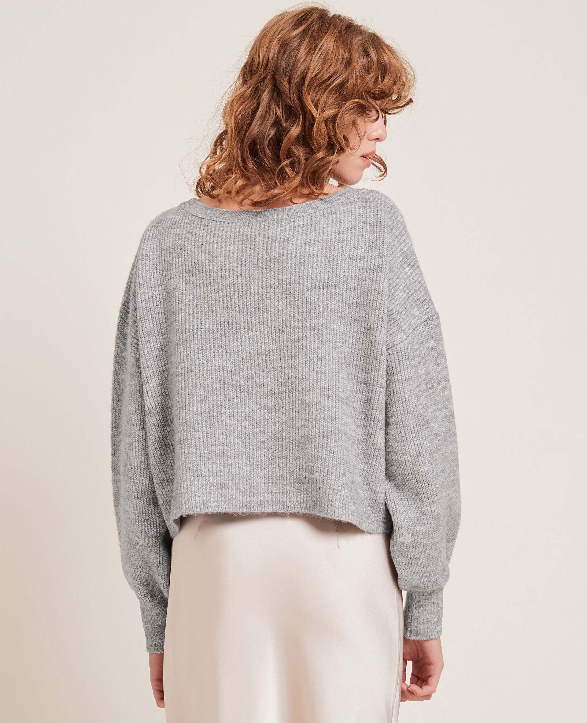 Pull à perles - Gris clair