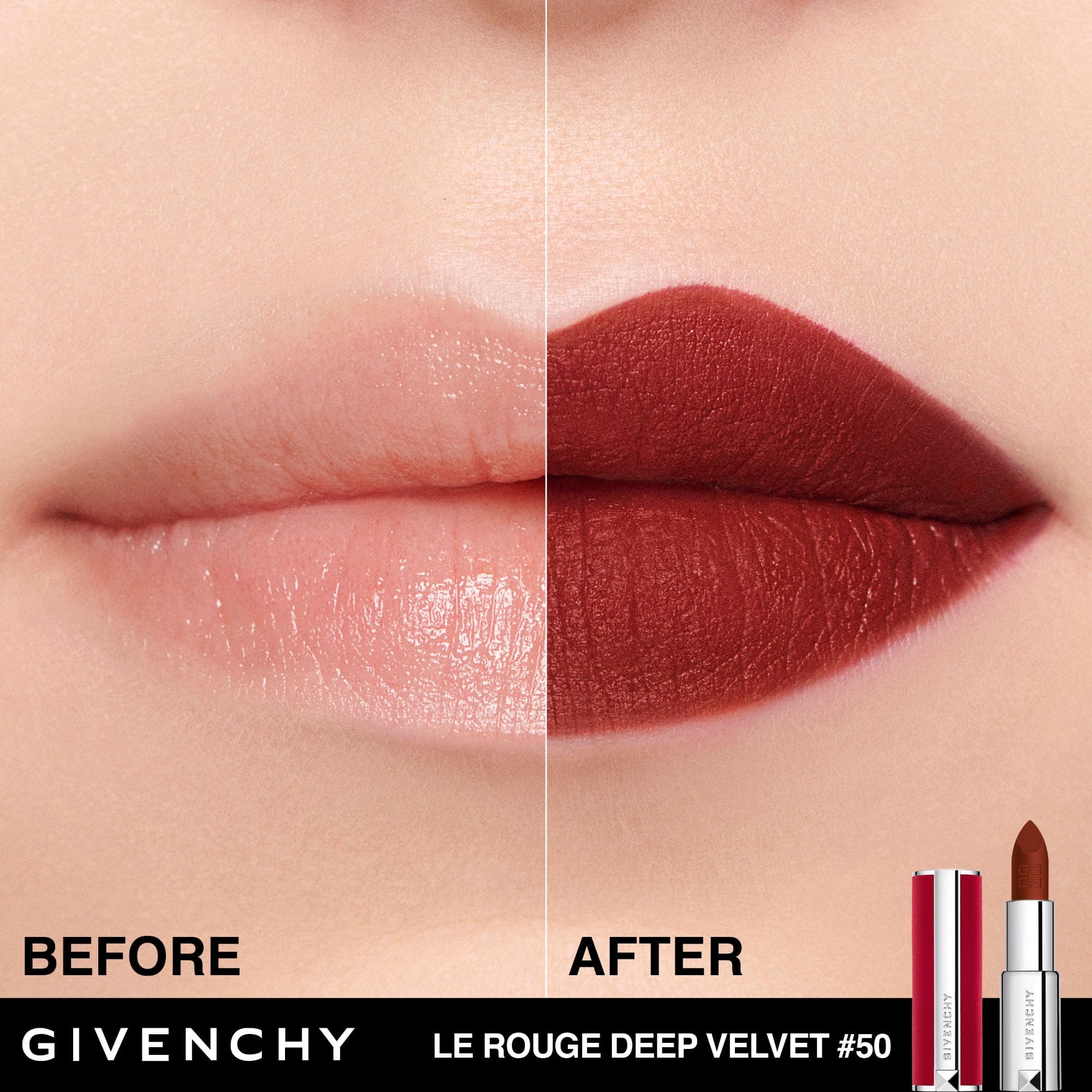 Le Rouge Deep Velvet - Rouge à lèvres fini mat poudré |- 50