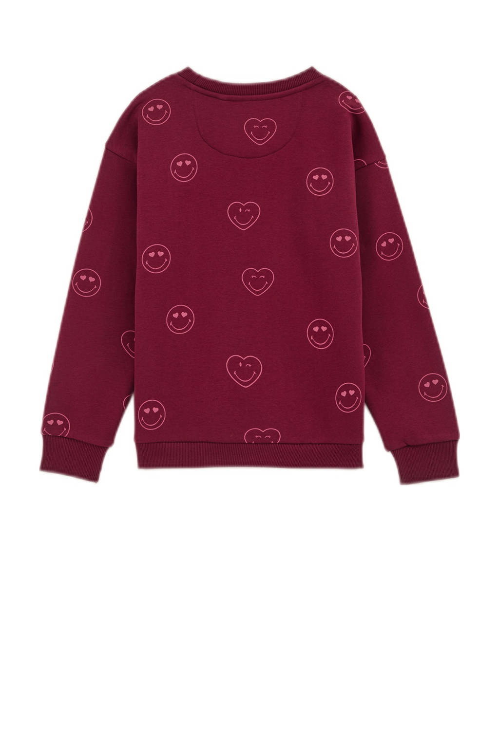 WE Fashion sweater met all over print donkerrood/roze