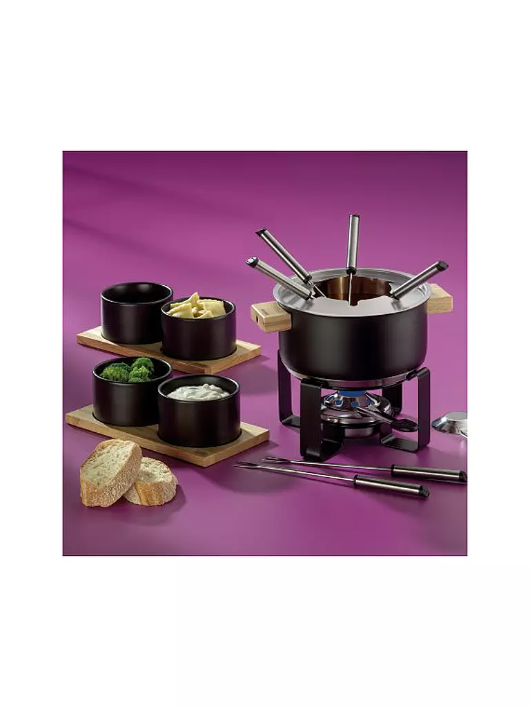 KELA Fondue-Set 16tlg GUNTEN Schwarz/Edelstahl schwarz
